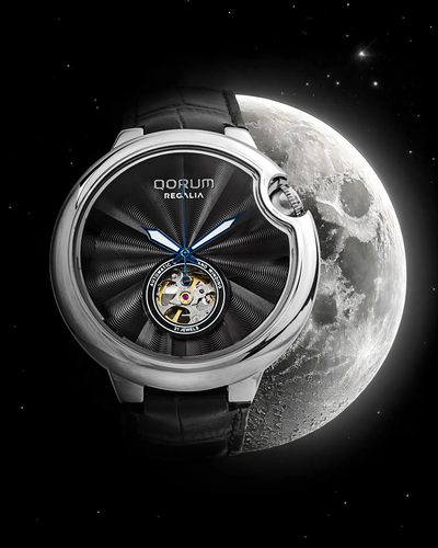 Qorum Regalia Men’s Automatic Watch - Black Dial, Black genuine leather strap.png