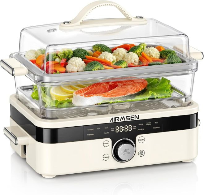 Glass Food Steamer 8.5QT 2-Tier Faster, Healthier Cooking with the AIRMSEN