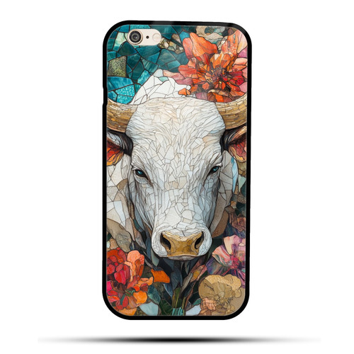 Taurus Mosaic Stained Glass Serene Bull Astrology Design.jpg