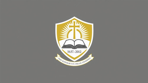 Elegant shield shaped school logo for SMA Katolik St. Paulus Cendekia, gold white and yellow color .jpg