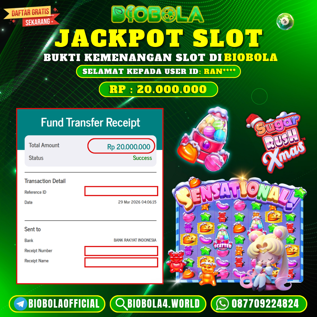 JP SUGAR RUSH XSMAS 20 JT BIOBOLA DI BAYAR LUNAS !!