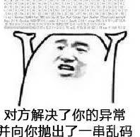 程序员反应图：对方解决了你的异常并向你抛出了一串乱码