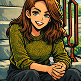 Confident woman on urban steps