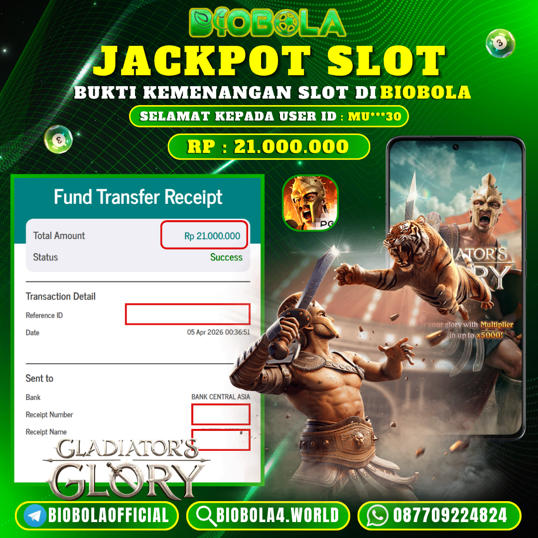 JP GLADIATORS GLORY 21 JT BIOBOLA DI BAYAR LUNAS !!