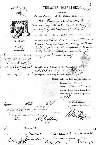 artifact order for united states treasury warrant in the amount of 7200000 for the purchase of the a.jpg