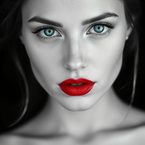 a beautiful woman with blue eyes and red lipstick by karoglan46 dlrnzr5.jpg