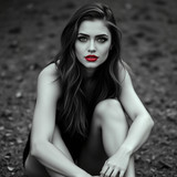 image of a beautiful woman sitting on the ground w by karoglan46 dlrnzu8