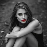 image of a beautiful woman sitting on the ground w by karoglan46 dlrnzuc