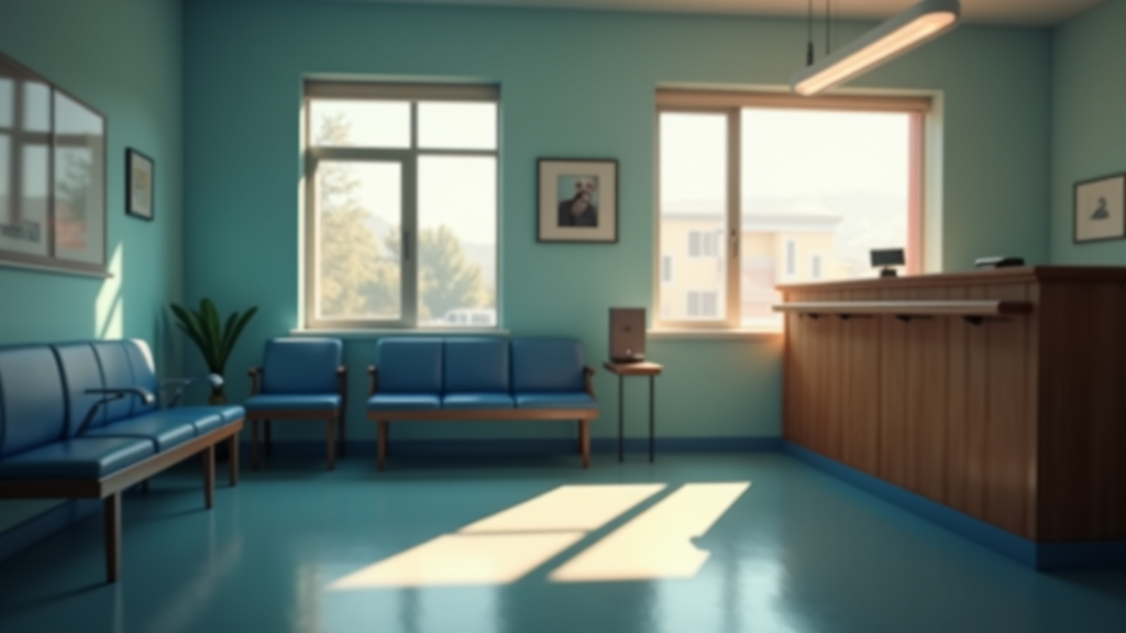 Salle d'attente vide d'une clinique vétérinaire avec un téléphone qui sonne dans le vide