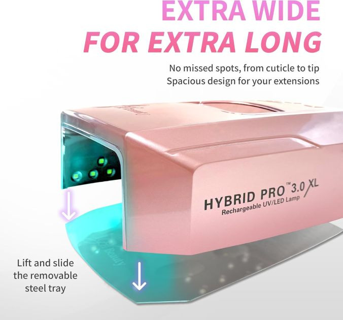 iGel Beauty Hybrid PRO 3.0 XL UV/LED Nail Lamp – Wireless Rechargeable 48W Nail Dryer, Extra Wide Full-Hand Curing, 9000mAh Battery, Smart Timer & Builder Gel Mode, Cordless Professional Lamp