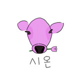 A drawing of a cow holding a tulip