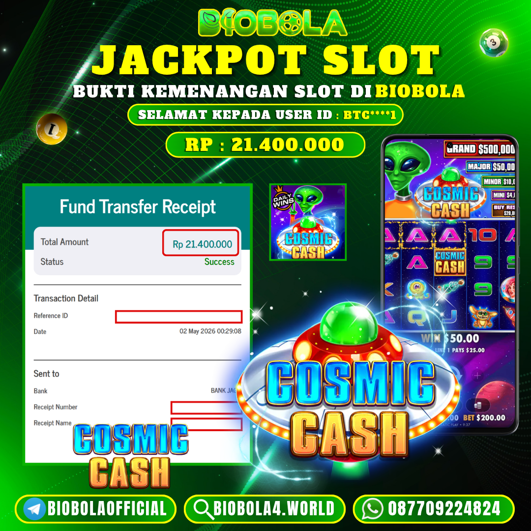 JP COSMIC CASH 21 JT BIOBOLA DI BAYAR LUNAS !!