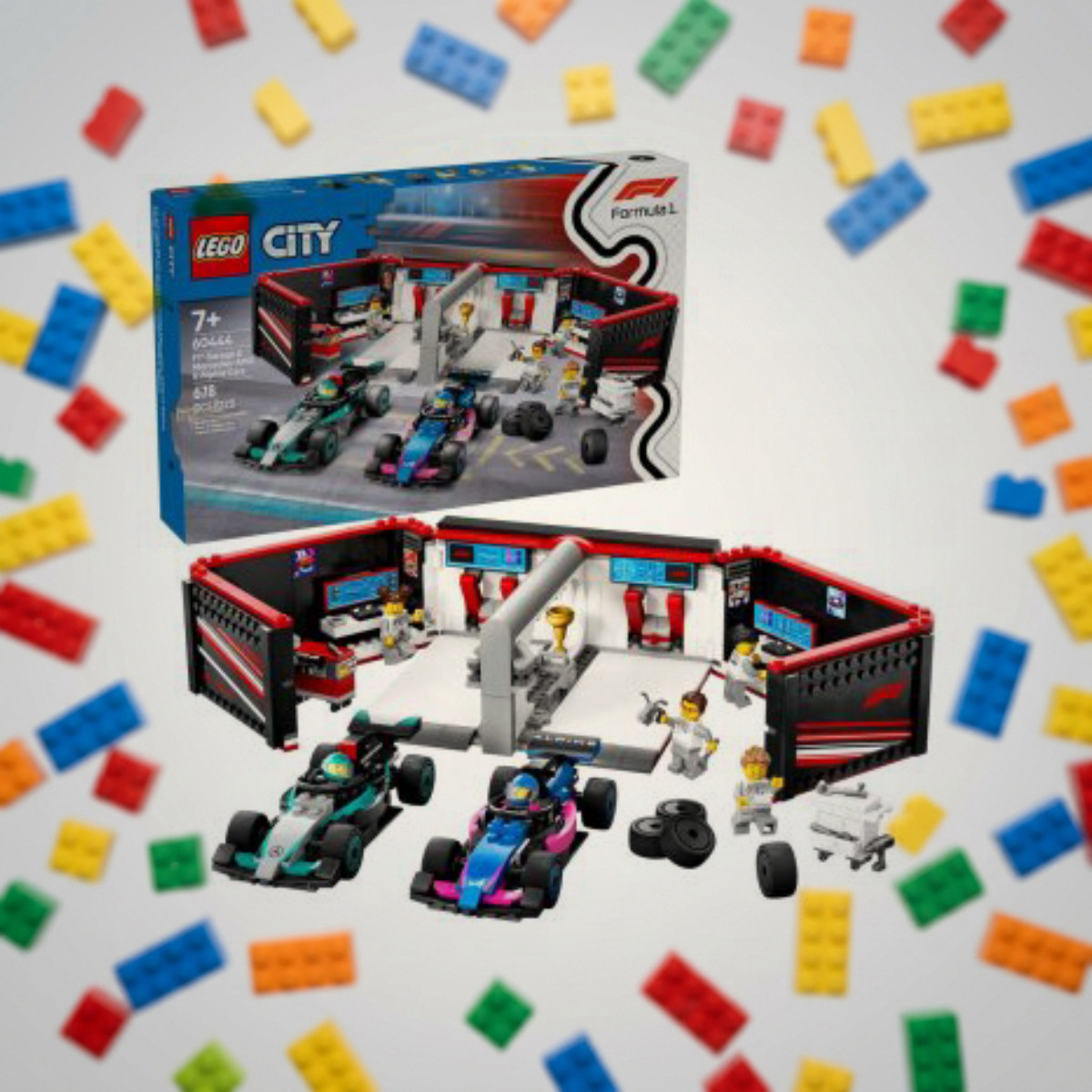 LEGO 60444 Гараж F1 та автомобілі Mercedes-AMG і Alpine