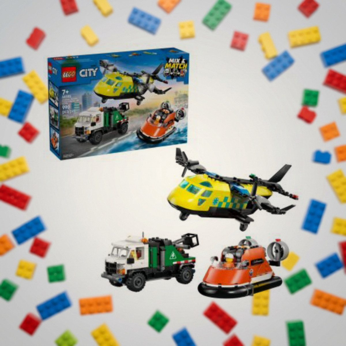 LEGO 60505 Ремікс літака, вантажівки та судна на повітряній подушці