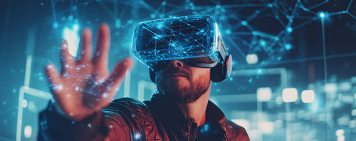 man wearing vr headset experiencing virtual reality interacting with digital interface.jpg