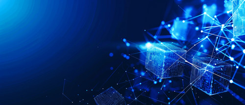 abstract technology background with technology cubes line dots.jpg