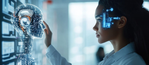 woman interacts with digital ai representation.jpg