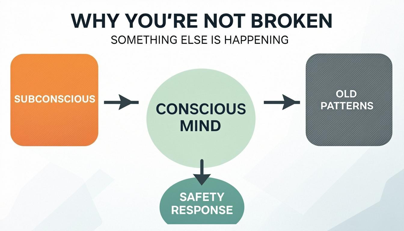 concept visual: Why You’re Not Broken — Something Else Is Happening in Your Subconscious