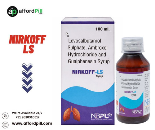Nirkoff LS Syrup is a widely used medicine for managing wet cough and chest congestion. It is known for its ability to break down mucus and clear the respiratory tract, making breathing easier. This syrup is often recommended for conditions like bronchitis, respiratory infections, and cough associated with excess mucus production.

Uses of Nirkoff LS Syrup
Relief from wet (productive) cough
Helps clear chest congestion
Supports easier breathing
Reduces mucus buildup in the airways
Benefits of Nirkoff LS Syrup

One of the main benefits of Nirkoff LS Syrup is its fast and effective action. It not only helps in clearing mucus but also reduces coughing frequency. This allows you to feel more comfortable and improves sleep quality. It is especially helpful during seasonal changes when cough and cold are more common.

Another advantage is its easy availability. You can order Nirkoff LS Syrup from AffordPill, where you get access to genuine products at competitive prices. The platform offers quick delivery, making it convenient for users to receive their medicine without delay.

Dosage and Precautions

The dosage of Nirkoff LS Syrup depends on age and medical condition. It is important to follow the instructions provided by a healthcare professional or mentioned on the label. Avoid exceeding the recommended dose, and consult a doctor if symptoms persist.

In conclusion, Nirkoff LS Syrup is an effective and reliable solution for managing wet cough and chest congestion. With easy online availability through AffordPill, getting the right treatment has become simple and hassle-free.

Order Now:-https://www.affordpill.com/products/nirkoff-ls
E-mail :-info@affordpill.com
Address :-  D-67, Sector-6, Noida, Uttar Pradesh - 201301
Content No:- +91 9818310317