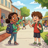 Children waving smiling 202604261559