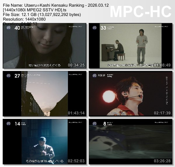 [TV-Variety] 歌える☆歌詞検索ランキング (SSTV HD 2026.03.12)