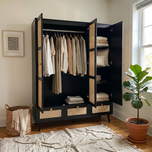 Going Bigger with a Black Rattan 3 Door Wardrobe.png