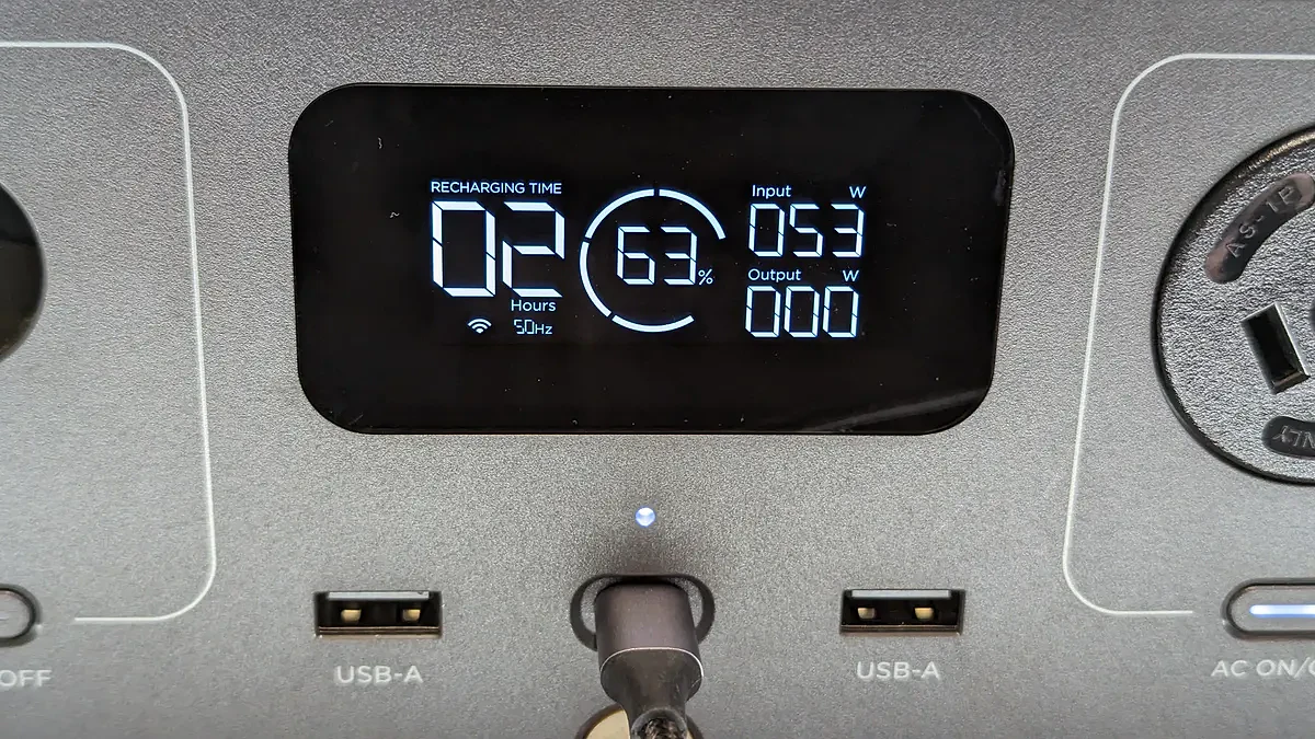 Display panel on the EcoFlow River 2 portable power station