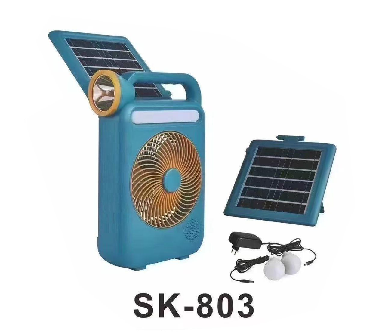 Ventilateur solaire rechargeable avec lampe LED – Modèle SK-803