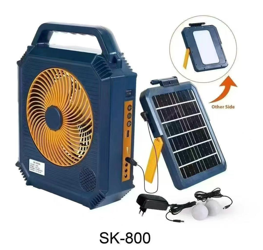 Ventilateur solaire rechargeable avec lampe LED – Modèle SK-800