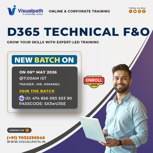 💻 Learn how enterprise ERP systems are developed and customized in real projects.
👨‍🏫 Trainer: Mr. Himansu
📅 Date: 06/05/2026 (Wednesday)
⏰ Time: 7:00 AM IST
🔗 Join Live: https://tinyurl.com/ydept2et 
🆔 Meeting ID: 474 856 093 503 90
🔐 Passcode: SX3wU35E
🔥 What You’ll Learn
• X++ development and extension concepts
• D365 F&O architecture and technical flow
• Data handling with OData, Batch Jobs, and Data Entities
• Reporting using SSRS and Power BI
🎯 Ideal for developers and IT professionals who want hands-on ERP technical skills.
📞 Contact: +91 7032290546
🌐 Website: https://www.visualpath.in/online-microsoft-dynamics-ax-technical-training.html