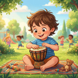 Child playing small drum 202605051441