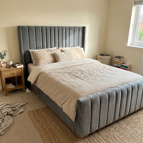 King Size Storage Bed in French Grey - Scaled Up and Settled In.png