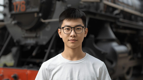 13 year old chinese male with short black straight hair. Has Glasses with a plain white t shirt. Wit.1