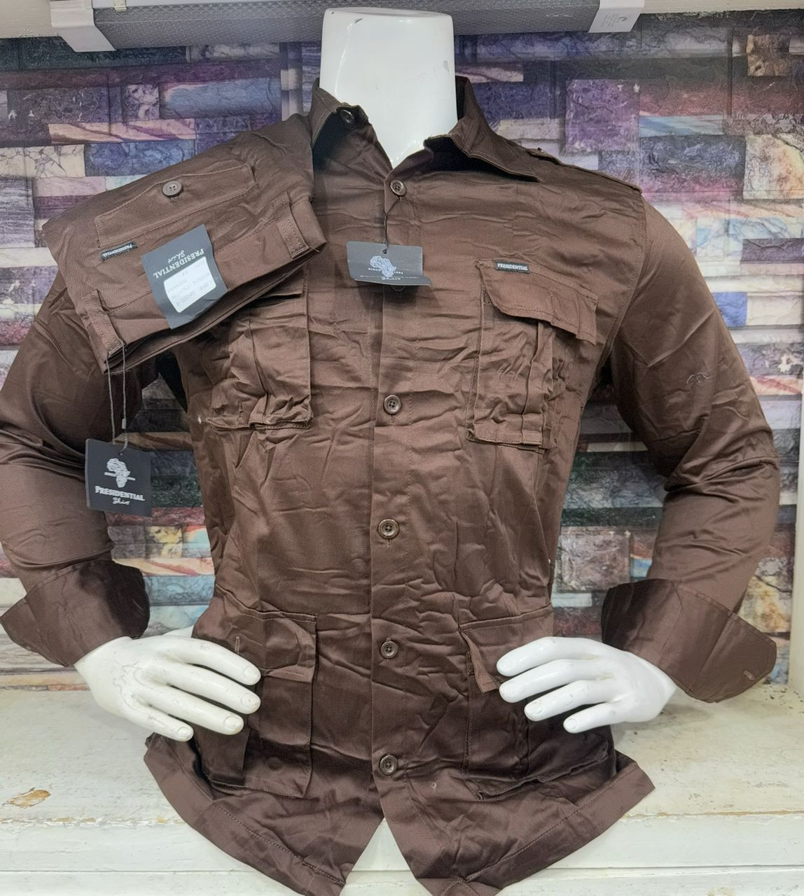 Ensemble homme chemise + pantalon manches longues