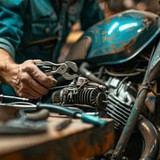 motorcycle maintenance work stockcake