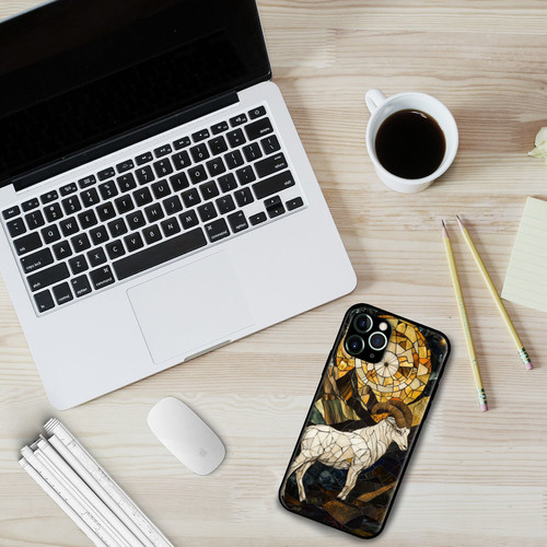 Capricorn Mosaic Stained Glass Sturdy Goat Astrology Wall Art.jpg