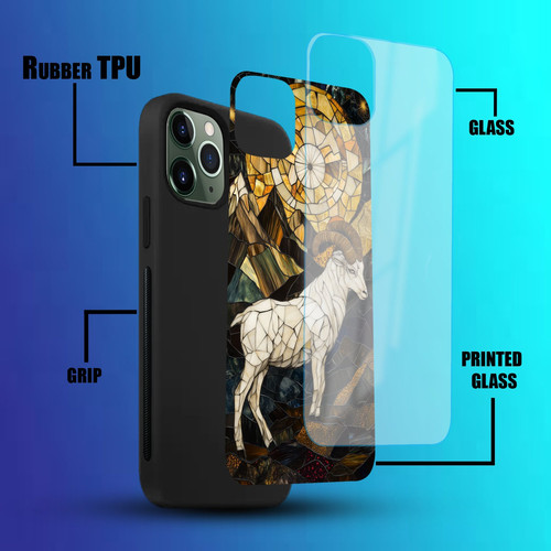 Capricorn Mosaic Stained Glass Sturdy Goat Astrology Wall Art.jpg