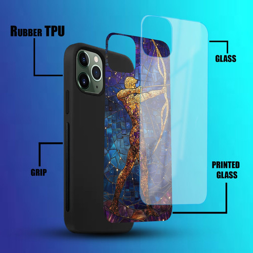 Sagittarius Mosaic Stained Glass Adventurous Archer Zodiac Design.jpg