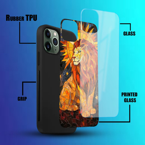 Leo Mosaic Stained Glass Majestic Lion Zodiac Wall Art.jpg