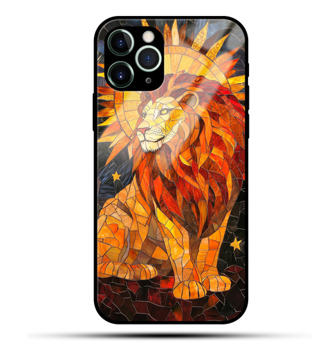 Leo Mosaic Stained Glass Majestic Lion Zodiac Wall Art.jpg