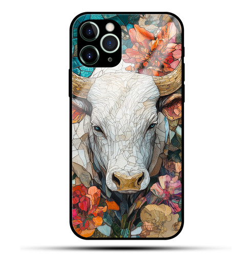 Taurus Mosaic Stained Glass Serene Bull Astrology Design.jpg