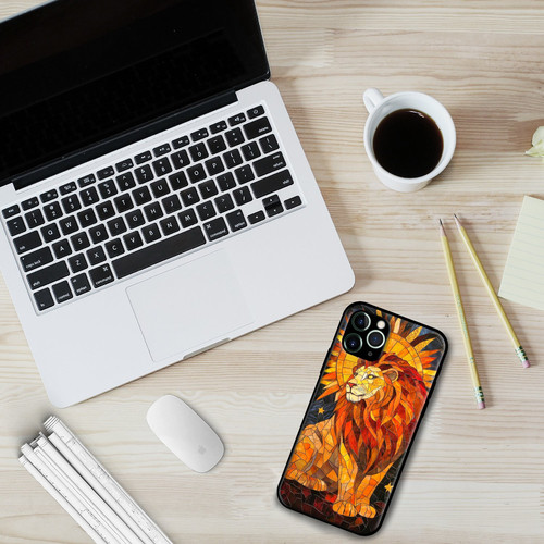 Leo Mosaic Stained Glass Majestic Lion Zodiac Wall Art.jpg