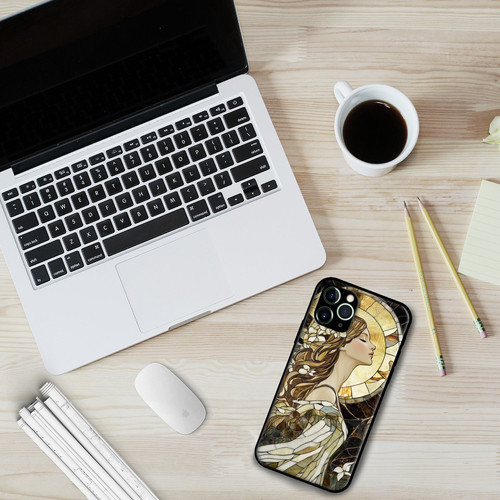 Virgo Mosaic Stained Glass Graceful Maiden Astrology Design.jpg