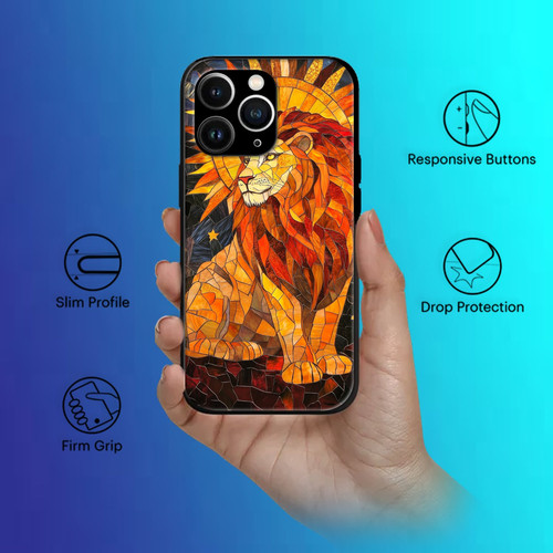 Leo Mosaic Stained Glass Majestic Lion Zodiac Wall Art.jpg