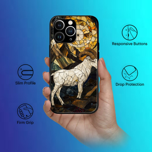 Capricorn Mosaic Stained Glass Sturdy Goat Astrology Wall Art.jpg