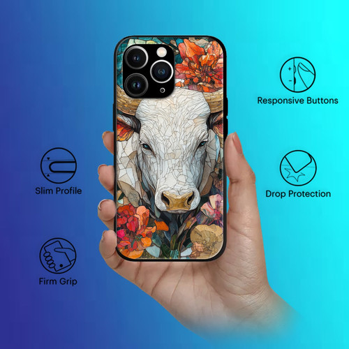 Taurus Mosaic Stained Glass Serene Bull Astrology Design.jpg