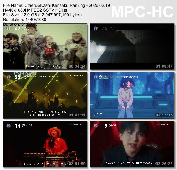 [TV-Variety] 歌える☆歌詞検索ランキング (SSTV HD 2026.02.19)