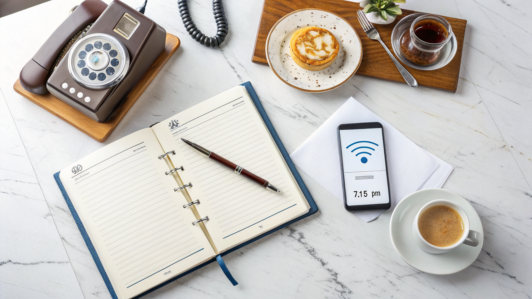 Restaurant host station with AI voice agent handling reservations during dinner rush