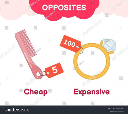 stock vector vector learning material for kids opposites cheap expensive cartoon illustrations of ch.jpg