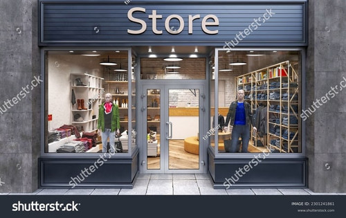 stock photo store facade with large storefronts well illuminated inside d illustration 2301241861.jpg